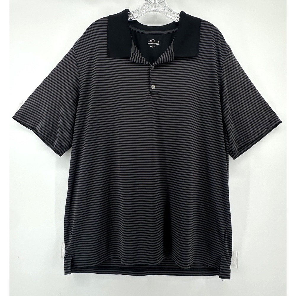 BCG Men's Tru-Wick Striped Polo Shirt XL Black Short Sleeve Golf Top Casual
